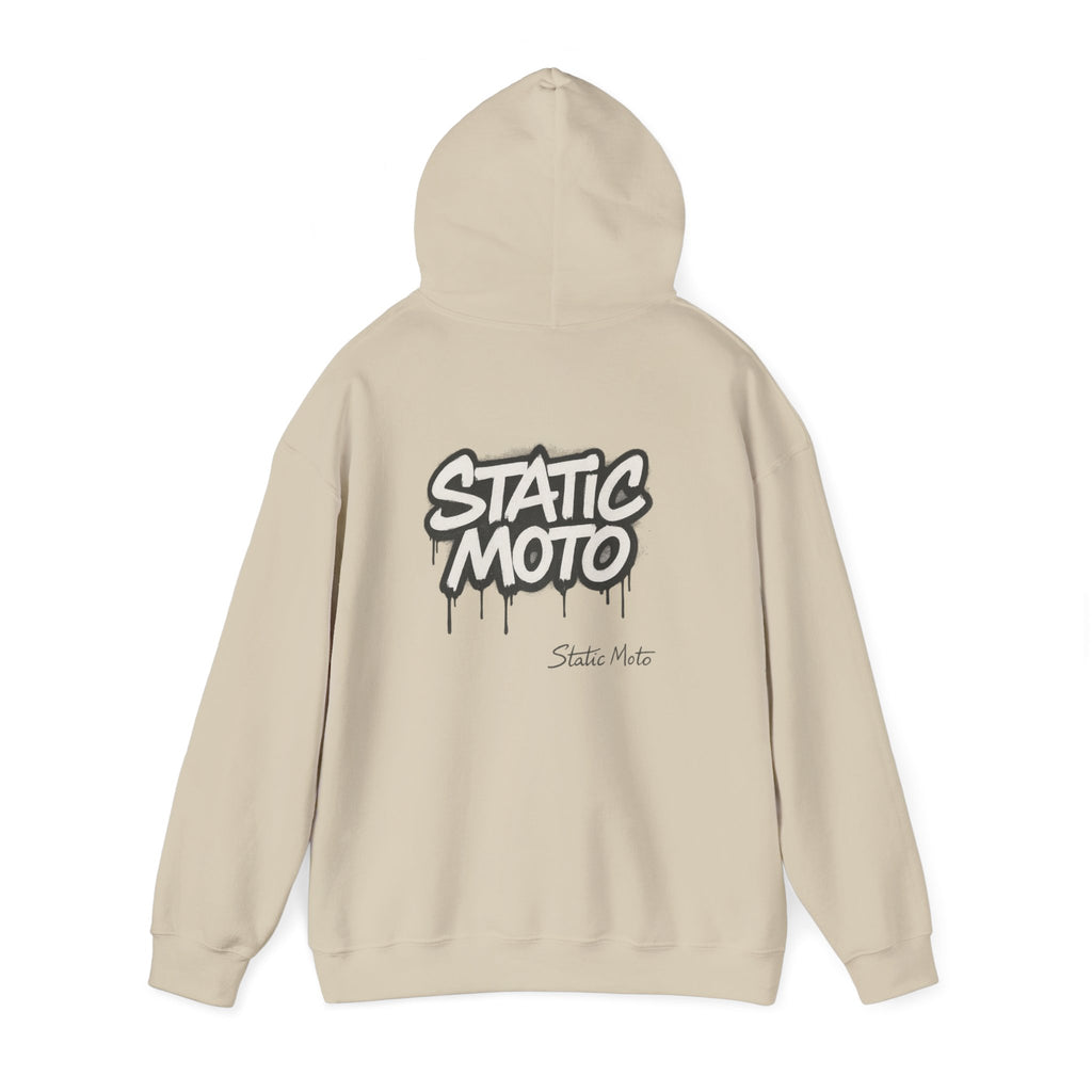 Static Moto Unisex Hoodie - Graffiti Style Sweatshirt, Urban Streetwear, Casual Wear, Gift for Riders, Cool Fashion