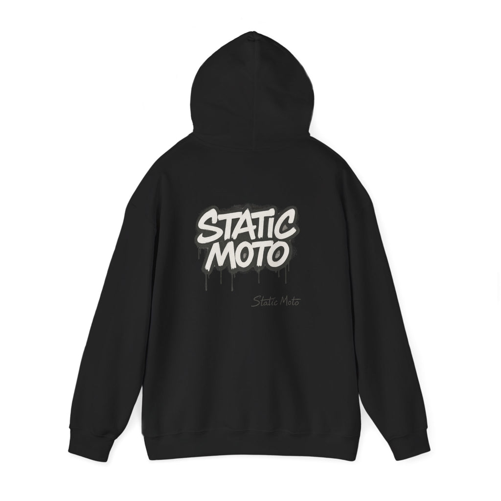 Static Moto Unisex Hoodie - Graffiti Style Sweatshirt, Urban Streetwear, Casual Wear, Gift for Riders, Cool Fashion