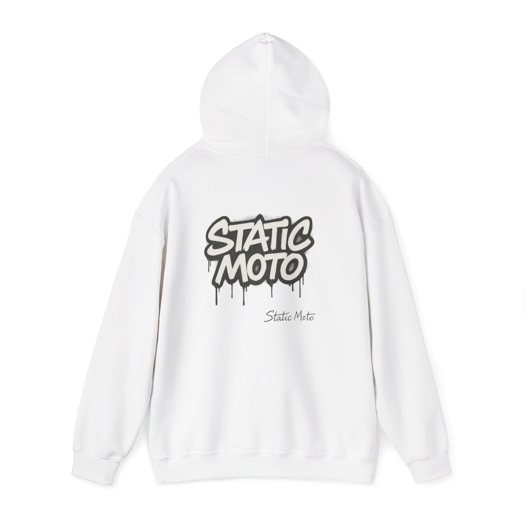 Static Moto Unisex Hoodie - Graffiti Style Sweatshirt, Urban Streetwear, Casual Wear, Gift for Riders, Cool Fashion
