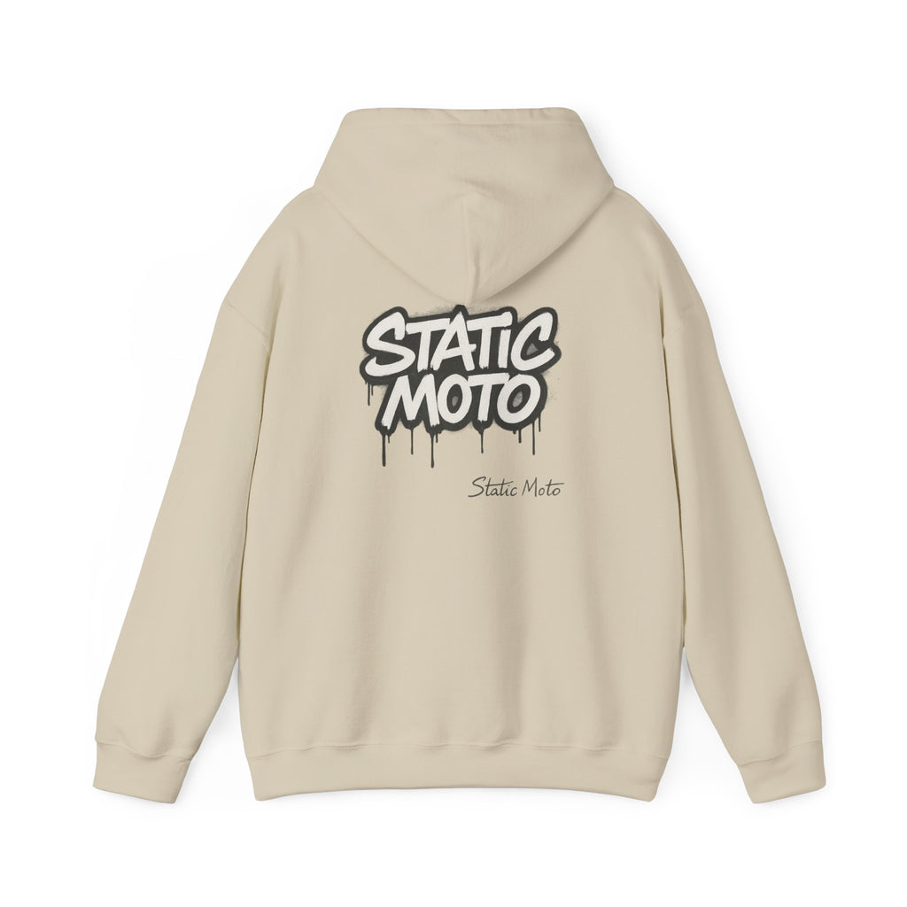 Static Moto Unisex Hoodie - Graffiti Style Sweatshirt, Urban Streetwear, Casual Wear, Gift for Riders, Cool Fashion