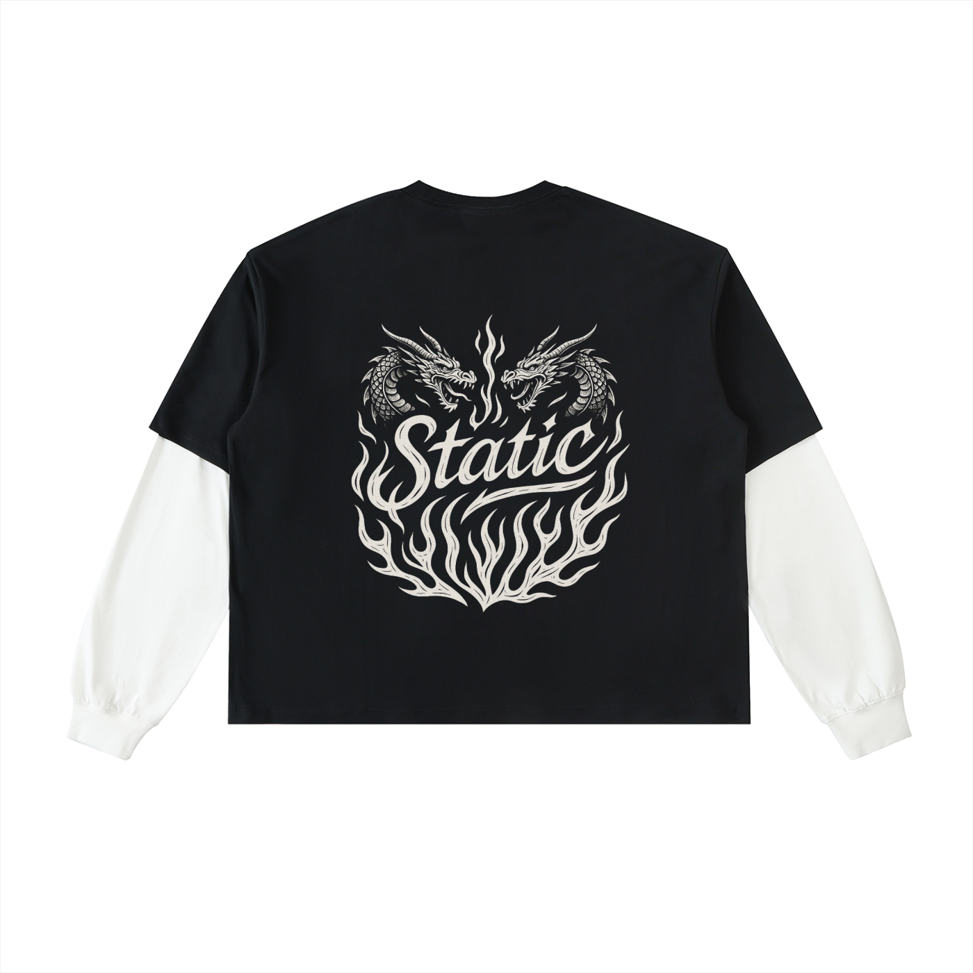 Layered Contrast Sleeve Cotton T-Shirt